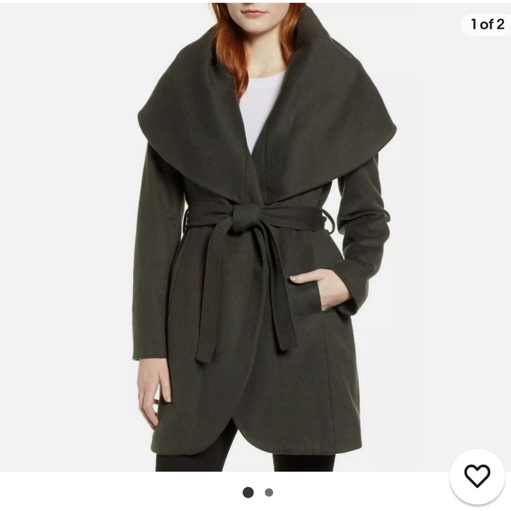 NWT TAHARI MARLA WRAPED BELTED WOOL COAT Size Large